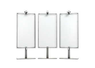 Three blank vertical billboards