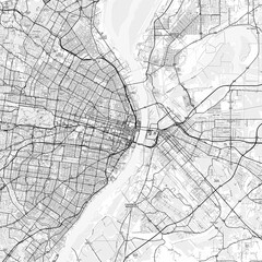 St. Louis Area Map with Labels and Neighborhoods - One color, minimalistic design