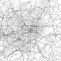 Greensboro Area Map with Labels and Neighborhoods - One color, minimalistic design