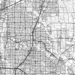 Plano Area Map with Labels and Neighborhoods - One color, minimalistic design