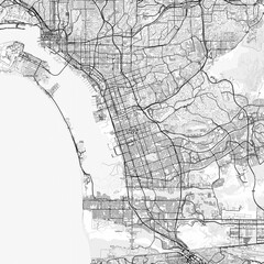 Naklejka premium Chula Vista Area Map with Labels and Neighborhoods - One color, minimalistic design