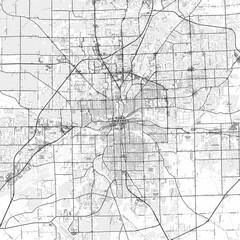 Obraz premium Fort Wayne Area Map with Labels and Neighborhoods - One color, minimalistic design