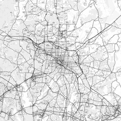 Durham Area Map with Labels and Neighborhoods - One color, minimalistic design