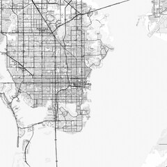 St. Petersburg Area Map with Labels and Neighborhoods - One color, minimalistic design