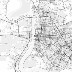 Obraz premium Baton Rouge Area Map with Labels and Neighborhoods - One color, minimalistic design