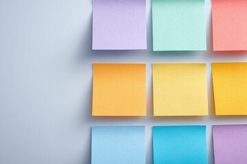 neat arrangement of colorful sticky notes symbolizing government budget categories on white desk