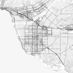 Naklejka premium Oxnard Area Map with Labels and Neighborhoods - One color, minimalistic design