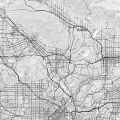 Obraz premium Glendale Area Map with Labels and Neighborhoods - One color, minimalistic design