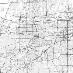 Aurora Area Map with Labels and Neighborhoods - One color, minimalistic design