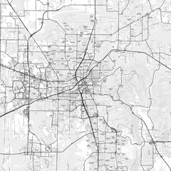 Huntsville Area Map with Labels and Neighborhoods - One color, minimalistic design