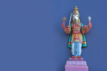 Hayagriva - Horse-headed Avatar of Lord Vishnu, Hindu God of Wisdom, Purple Background,  Indian...