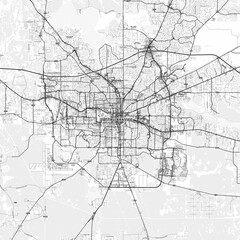 Fototapeta premium Tallahassee Area Map with Labels and Neighborhoods - One color, minimalistic design