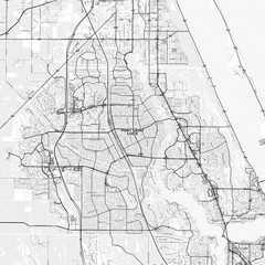 Naklejka premium Port St. Lucie Area Map with Labels and Neighborhoods - One color, minimalistic design