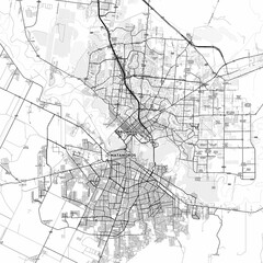 Brownsville Area Map with Labels and Neighborhoods - One color, minimalistic design