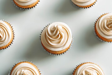 Top View of Deliciously Frosted Cupcakes