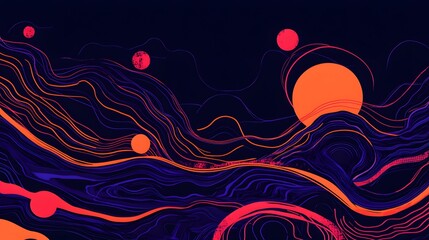 Abstract design with vibrant colors and layered lines.