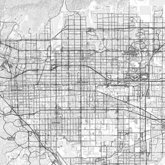 Naklejka premium Ontario Area Map with Labels and Neighborhoods - One color, minimalistic design