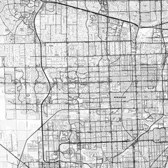 Obraz premium Pembroke Pines Area Map with Labels and Neighborhoods - One color, minimalistic design