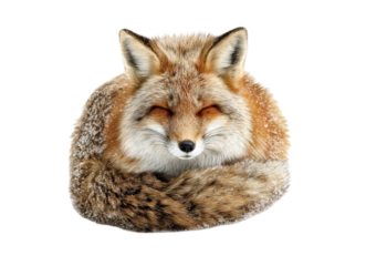 Winters Embrace Resting Fox