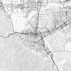 Obraz premium Corona Area Map with Labels and Neighborhoods - One color, minimalistic design