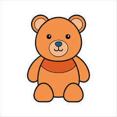 Fototapeta premium Sweet teddy bear coloring activity for kids logo vector illustration isolated on white background
