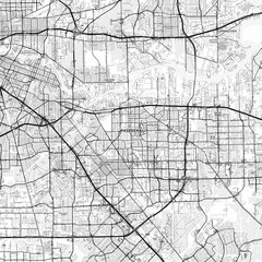 Pasadena Area Map with Labels and Neighborhoods - One color, minimalistic design
