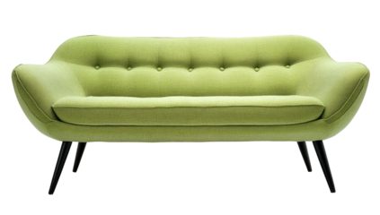 Light green sofa with tufted back