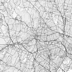 Fototapeta premium Paterson Area Map with Labels and Neighborhoods - One color, minimalistic design