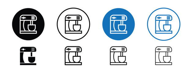 Set of colored pixel perfect Mixer icon with 1 unexpanded, 1 silhouette, Hand mixer or kitchen appliance icon representing baking or cooking tools.