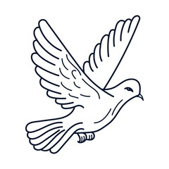 Elegant line art dove in flight, symbol of peace