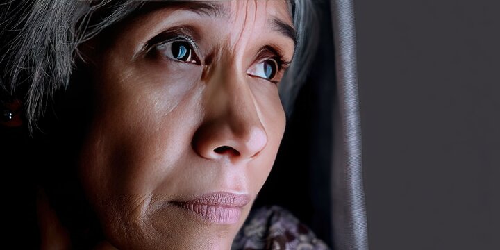grieving widow, dynamic angle 
