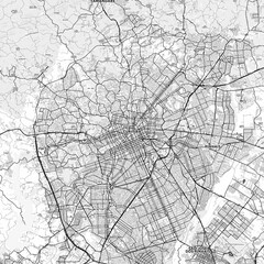 Fototapeta premium Curitiba Area Map with Labels and Neighborhoods - One color, minimalistic design