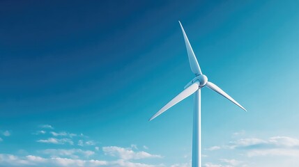 Fototapeta premium single wind turbine stands tall against vast sky blades gently spinning minimalistic