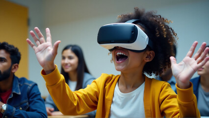 Student Experiencing VR for Educational Purposes