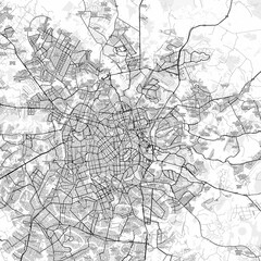 Obraz premium Goiania Area Map with Labels and Neighborhoods - One color, minimalistic design