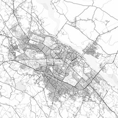Obraz premium Kanpur Area Map with Labels and Neighborhoods - One color, minimalistic design