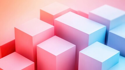 Abstract Geometric Cubes in Pastel Colors
