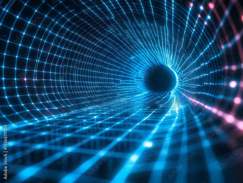 Poster hyper tunnel, conceptual graphic display of a technology structure