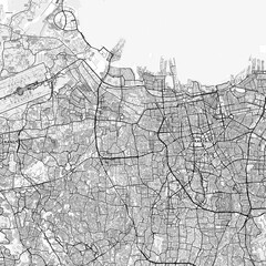 Fototapeta premium West Jakarta Area Map with Labels and Neighborhoods - One color, minimalistic design