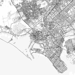 Obraz premium Karachi Area Map with Labels and Neighborhoods - One color, minimalistic design