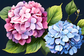 pink and blue hydrangea