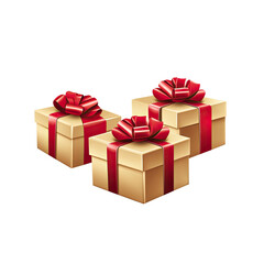 Obraz premium Three gift boxes with red ribbons