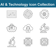 Minimalist Line Icons – AI & Technology Collection