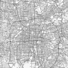 Nagoya Area Map with Labels and Neighborhoods - One color, minimalistic design