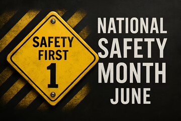 Fototapeta premium Safety First Awareness: June Campaign with Hard Hat