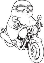 Naklejka premium Mole Motorcycle Animal Vector Graphic Art Illustration