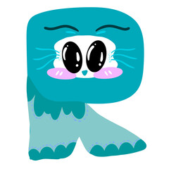 Obraz premium Alphabet letter R with animal illustration