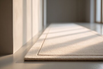 elegant minimalistic hallway carpet or rug in modern interior setting beautifully laid out on sleek polished floor