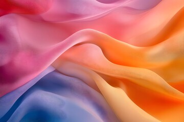Obraz premium Vibrant Pastel Fabric Texture: Colorful Draped Silk Background