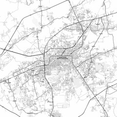 Fototapeta premium Nakhon Ratchasima Area Map with Labels and Neighborhoods - One color, minimalistic design